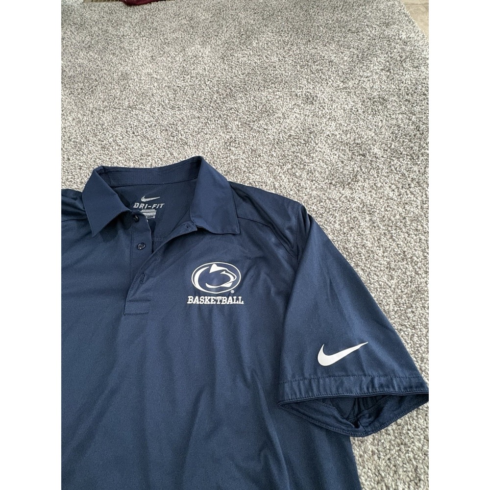 Nike Penn State Basketball Dri-FIT‎ Polo Mens Medium Navy Blue Nittany Lions